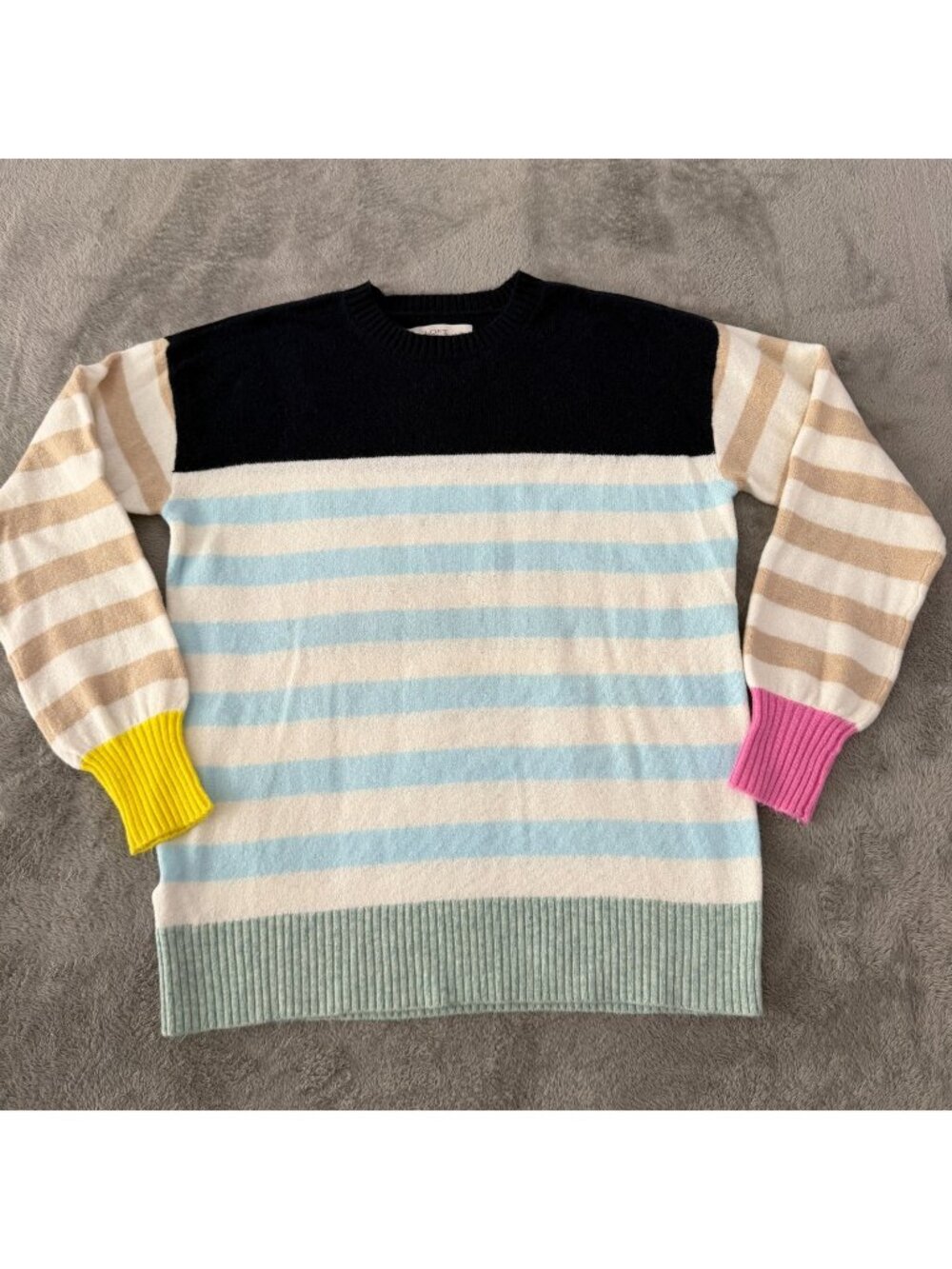 NWT Ann Taylor LOFT Striped Colorblock Sweater Womens LARGE